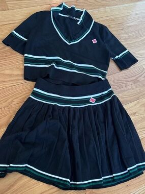 Black knit Tennis skirt set